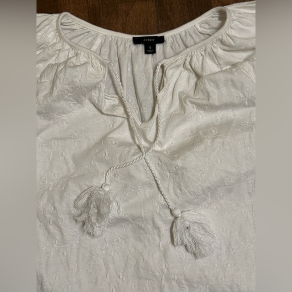 J. Crew Cream 3/4 Sleeve Tie Front Blouse - Picture 5 of 9